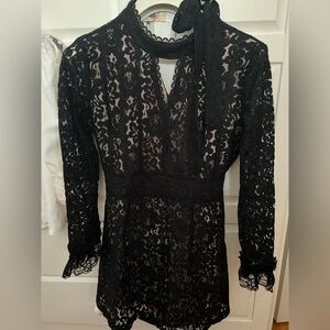 😍🍭🥰 Sexy cute long sleeve Black Lace skort miniDress